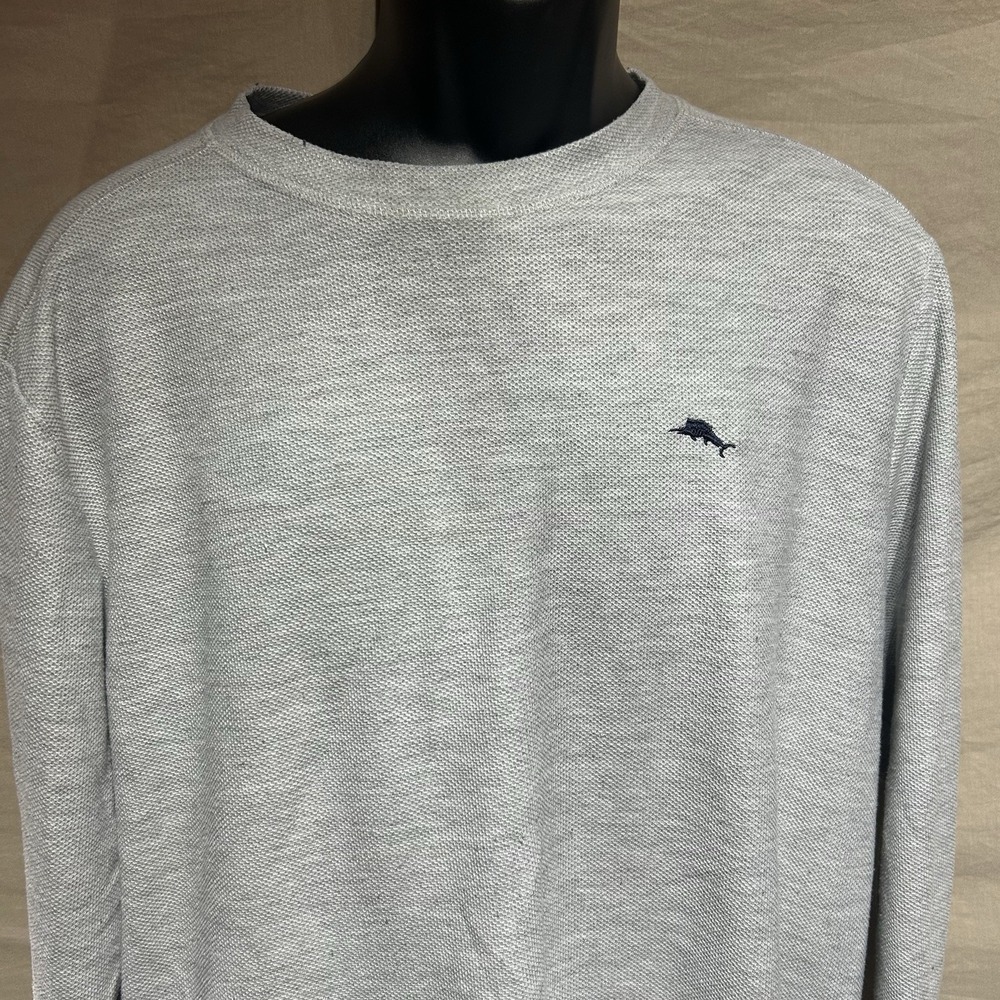 Tommy Bahama Waffle Knit Long Sleeve Shirt Mens Large Grey Pullover ZTB97769